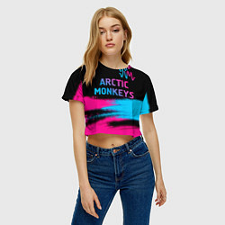 Футболка 3D укороченная женская Arctic Monkeys - neon gradient: символ сверху, цвет: 3D-принт — фото 2