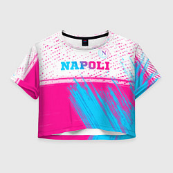 Футболка 3D укороченная женская Napoli neon gradient style: символ сверху, цвет: 3D-принт