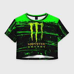 Футболка 3D укороченная женская Monster energy green neon, цвет: 3D-принт