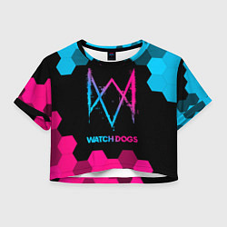 Футболка 3D укороченная женская Watch Dogs - neon gradient, цвет: 3D-принт
