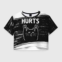 Футболка 3D укороченная женская Группа Hurts и рок кот, цвет: 3D-принт