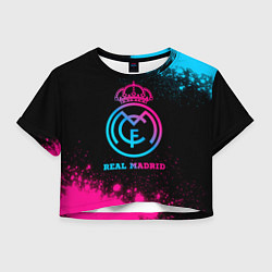 Футболка 3D укороченная женская Real Madrid - neon gradient, цвет: 3D-принт