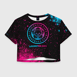 Футболка 3D укороченная женская Leicester City - neon gradient, цвет: 3D-принт