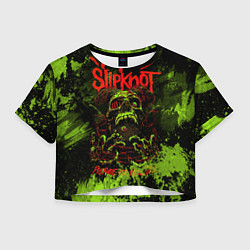 Футболка 3D укороченная женская Slipknot green череп, цвет: 3D-принт