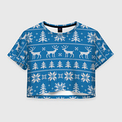 Женский топ Рождественский синий свитер с оленями
