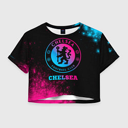 Футболка 3D укороченная женская Chelsea - neon gradient, цвет: 3D-принт