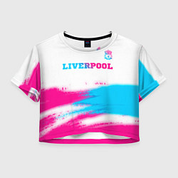 Футболка 3D укороченная женская Liverpool neon gradient style: символ сверху, цвет: 3D-принт