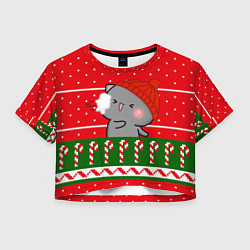 Женский топ Серый котик - игра в снежки