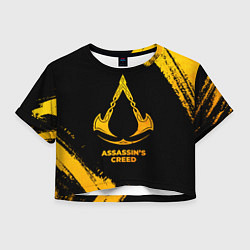 Футболка 3D укороченная женская Assassins Creed - gold gradient, цвет: 3D-принт