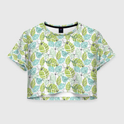 Футболка 3D укороченная женская Цветы и птицы, цвет: 3D-принт