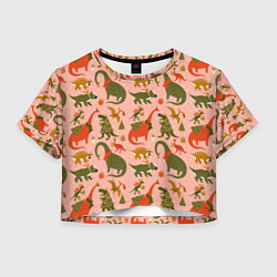 Футболка 3D укороченная женская Dinosaurs with gifts, цвет: 3D-принт