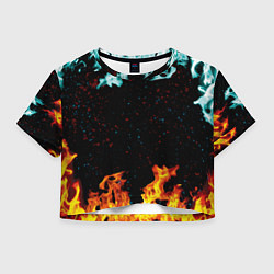 Футболка 3D укороченная женская Два костра, цвет: 3D-принт