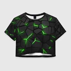 Футболка 3D укороченная женская Green neon steel, цвет: 3D-принт
