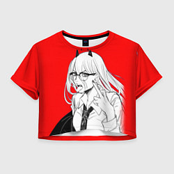 Футболка 3D укороченная женская Бизнес-леди Пауэр: Человек-бензопила, цвет: 3D-принт