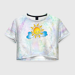 Футболка 3D укороченная женская Зимнее солнышко радуется, цвет: 3D-принт