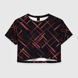 Футболка 3D укороченная женская Красные лучи, цвет: 3D-принт