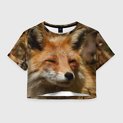 Футболка 3D укороченная женская Лис дремлет, цвет: 3D-принт