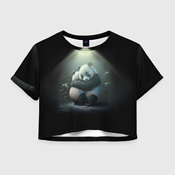 Футболка 3D укороченная женская Панды обнимаются, цвет: 3D-принт