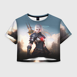Футболка 3D укороченная женская The Witcher girl art, цвет: 3D-принт