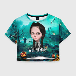 Футболка 3D укороченная женская Семейка Аддамс фан-арт, цвет: 3D-принт