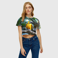 Футболка 3D укороченная женская Красавец попугай, цвет: 3D-принт — фото 2