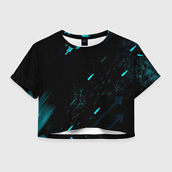 Футболка 3D укороченная женская Abstraction Line blue, цвет: 3D-принт