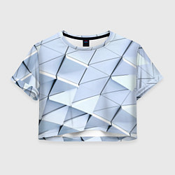 Футболка 3D укороченная женская Metalic triangle stiil, цвет: 3D-принт