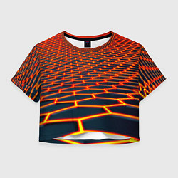 Футболка 3D укороченная женская Honeycomb yellow cyber, цвет: 3D-принт