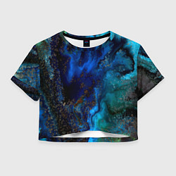Футболка 3D укороченная женская Жидкие холодные краски, цвет: 3D-принт