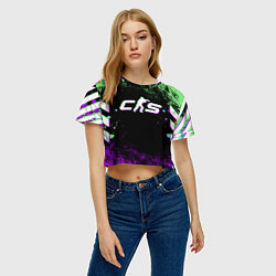 Футболка 3D укороченная женская Counter Strike 2 - Neon, цвет: 3D-принт — фото 2