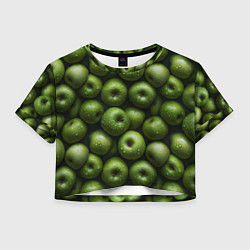 Футболка 3D укороченная женская Сочная текстура из зеленых яблок, цвет: 3D-принт