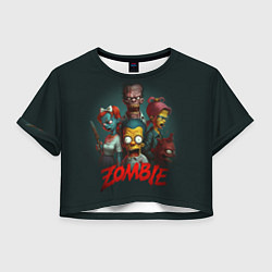 Футболка 3D укороченная женская Zombie simpsons, цвет: 3D-принт