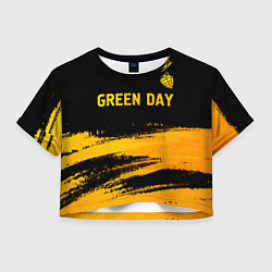 Футболка 3D укороченная женская Green Day - gold gradient: символ сверху, цвет: 3D-принт