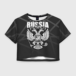 Футболка 3D укороченная женская Russia - герб РФ, цвет: 3D-принт