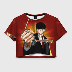 Футболка 3D укороченная женская Магия и мускулы - Мэш ломает палочку, цвет: 3D-принт