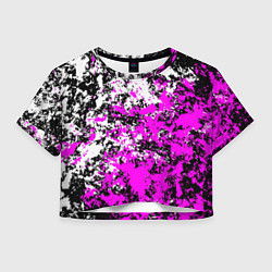 Футболка 3D укороченная женская Белая и розовая краска, цвет: 3D-принт