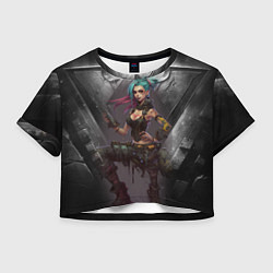 Футболка 3D укороченная женская Jinx art Arcane League of Legends, цвет: 3D-принт