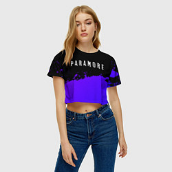 Футболка 3D укороченная женская Paramore purple grunge, цвет: 3D-принт — фото 2