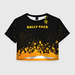 Футболка 3D укороченная женская Sally Face - gold gradient: символ сверху, цвет: 3D-принт