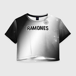 Футболка 3D укороченная женская Ramones glitch на светлом фоне: символ сверху, цвет: 3D-принт
