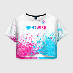 Футболка 3D укороченная женская Nightwish neon gradient style: символ сверху, цвет: 3D-принт