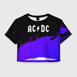 Футболка 3D укороченная женская AC DC purple grunge, цвет: 3D-принт