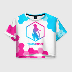 Футболка 3D укороченная женская Tomb Raider neon gradient style, цвет: 3D-принт