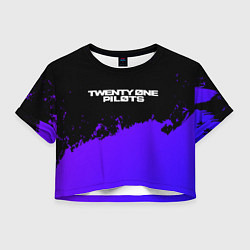 Футболка 3D укороченная женская Twenty One Pilots purple grunge, цвет: 3D-принт