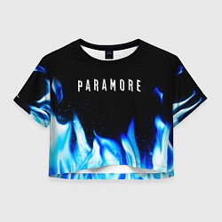 Футболка 3D укороченная женская Paramore blue fire, цвет: 3D-принт