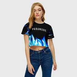 Футболка 3D укороченная женская Paramore blue fire, цвет: 3D-принт — фото 2