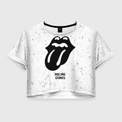 Футболка 3D укороченная женская Rolling Stones glitch на светлом фоне, цвет: 3D-принт