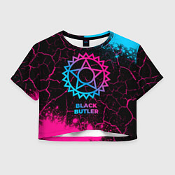 Футболка 3D укороченная женская Black Butler - neon gradient, цвет: 3D-принт