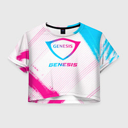 Футболка 3D укороченная женская Genesis neon gradient style, цвет: 3D-принт