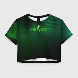 Футболка 3D укороченная женская CSGO green logo, цвет: 3D-принт